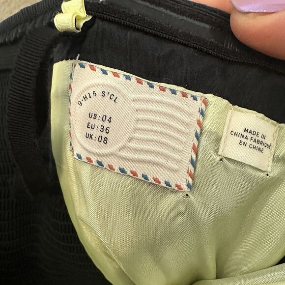 Postmark Conifer Herd Dress 4 Womens Strapless Black Deer Print Anthropologie - Picture 9 of 9